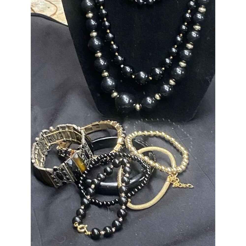 Black & Gold Jewelry Bundle • Necklaces, Bracelets, Earrings